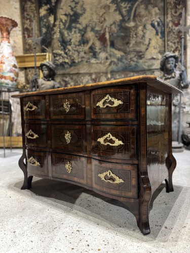 Mobilier Commode - Commode mazarine en marqueterie d’époque Louis XIV