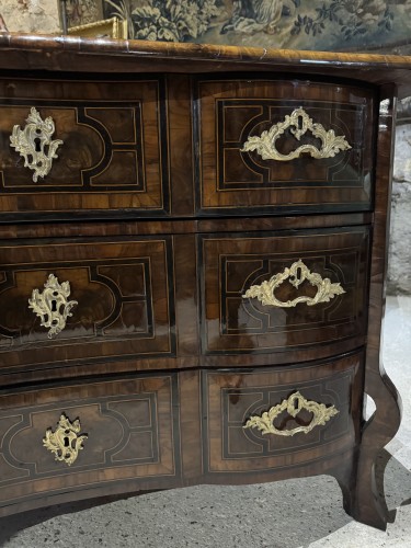 Antiquités - Commode mazarine en marqueterie d’époque Louis XIV