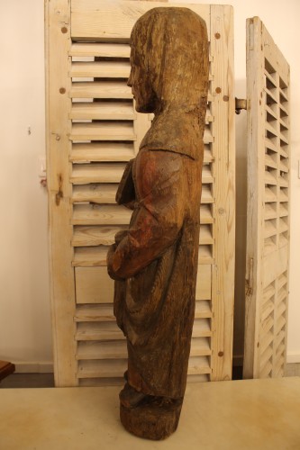 Sainte en bois sculpté polychrome, Allemagne fin XVIe début XVIIe siècle - Antiquités Thierry Martin