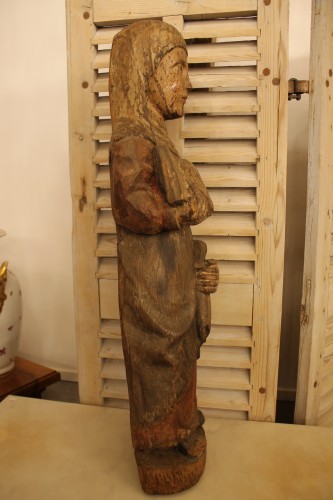XVIIe siècle - Sainte en bois sculpté polychrome, Allemagne fin XVIe début XVIIe siècle