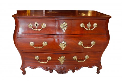 Louis XV solid mahogany chest of drawers, La Rochelle 18th century