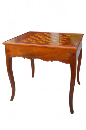 A checkers and tric trac table, Nantes work, Louis XV period