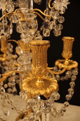 Paire de girandoles en bronze et cristal, époque Napoléon III - Antiquités Thierry Martin