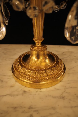 XIXe siècle - Paire de girandoles en bronze et cristal, époque Napoléon III