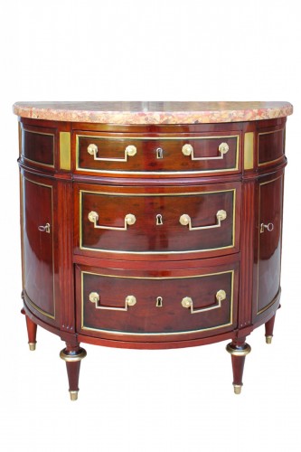 Commode demi lune Louis XVI, fin du XVIIIe siècle