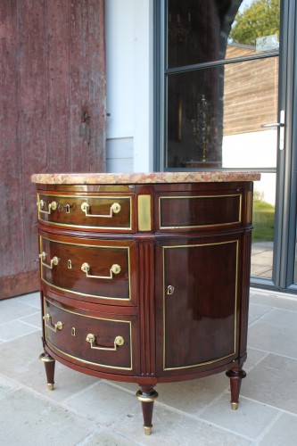 Mobilier Commode - Commode demi lune Louis XVI, fin du XVIIIe siècle