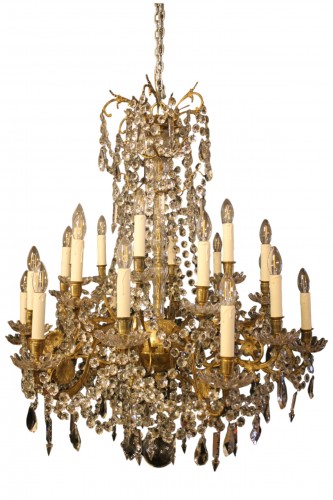 Large bronze and crystal chandelier with 24 lights, Napoleon III period