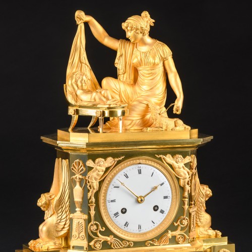 19th century - Early Empire Period Mantel Clock “L’Inquiétude Maternelle”