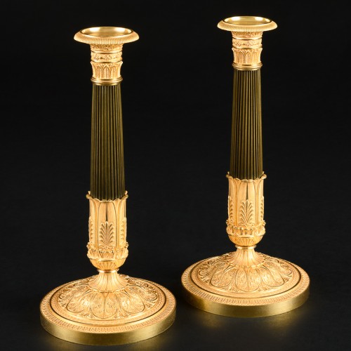 Pair Of Empire Candlesticks , model by Louis-Isidore Choiselat - Lighting Style Empire