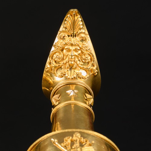 19th century - Pair of gilt bronze Empire ewers, model by Claude Galle