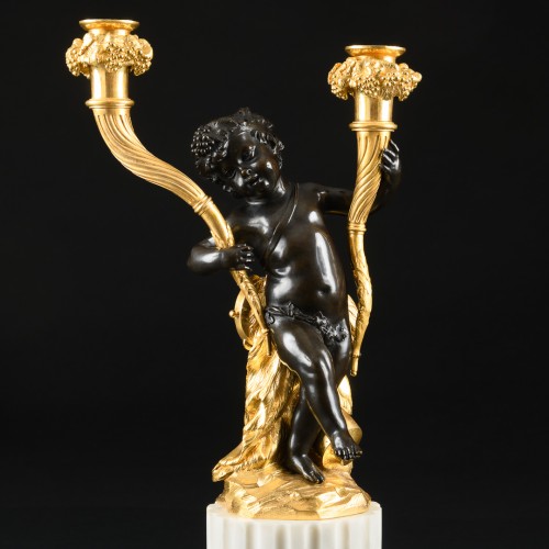 Paire de candélabres  aux Putti d’époque Louis XVI - Louis XVI