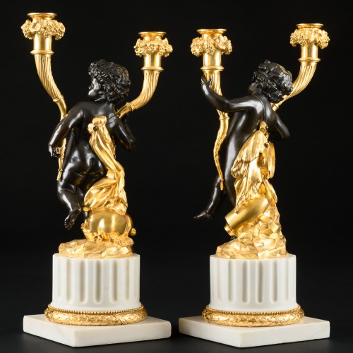 Antiquités - Pair Of 18th Century Louis XVI Period Candelabra With Putti