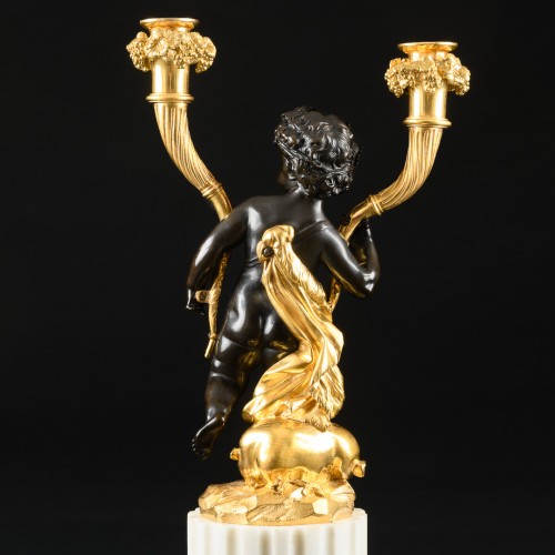 Antiquités - Paire de candélabres  aux Putti d’époque Louis XVI