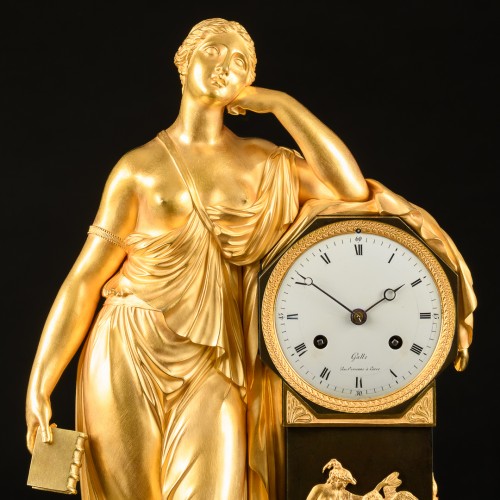 Horology  - Empire Clock “Allegory of meditation” signed Claude Galle