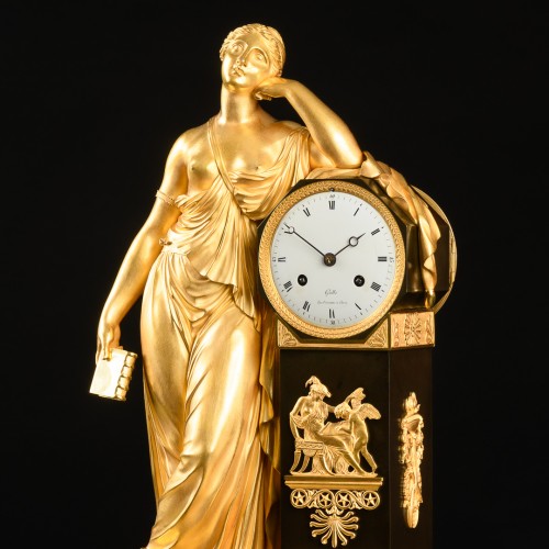 Antiquités - Empire Clock “Allegory of meditation” signed Claude Galle