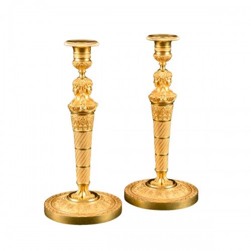 Pair of Empire candlesticks “Retour d’Egypte”, model by Claude Galle