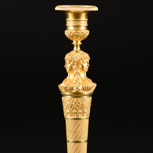 Pair of Empire candlesticks “Retour d’Egypte”, model by Claude Galle - Lighting Style Empire