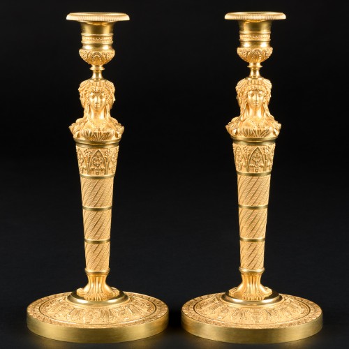 Lighting  - Pair of Empire candlesticks “Retour d’Egypte”, model by Claude Galle