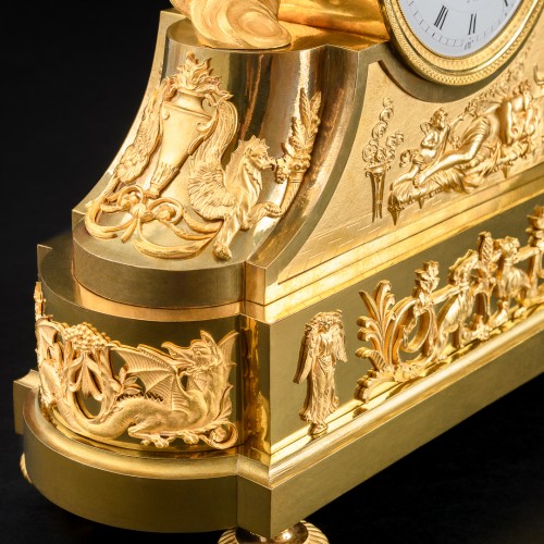 Antiquités - Empire chariot clock “Allegory of Day and Night”