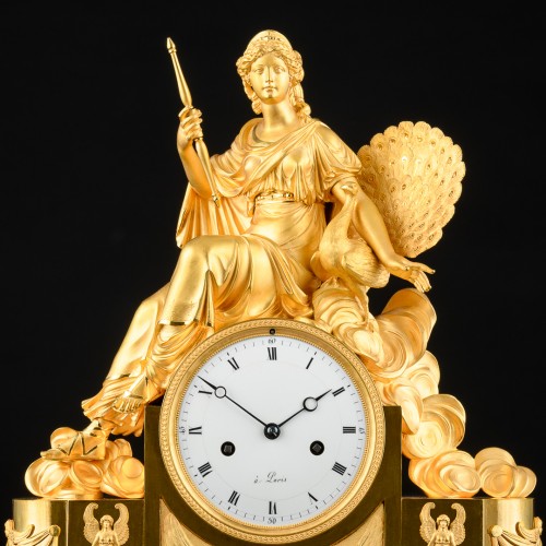 Héra avec paon, pendule Empire mythologique vers 1810 - Horlogerie Style Empire