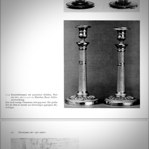 XIXe siècle - Paire de bougeoirs Empire à motifs guillochés, vers 1815