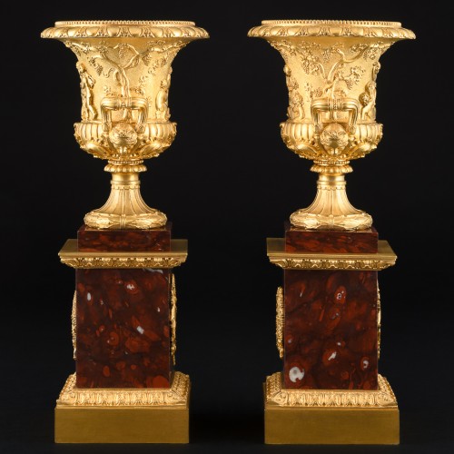 Large pair of Empire Medici vases with Bacchanal scenes - 