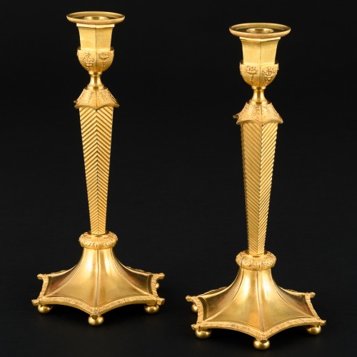 Lighting  - Large pair of Empire candlesticks &quot;à la pagode“