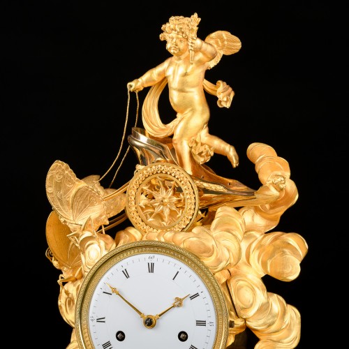 Antiquités - Empire chariot clock “Allegory of Day and Night”