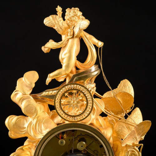 Antiquités - Empire chariot clock “Allegory of Day and Night”