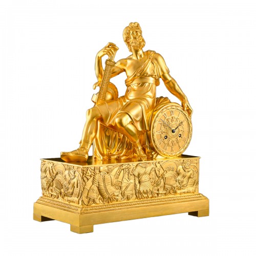 Large Empire mantel clock “Odysseus” signed  “THOMIRE A PARIS“ & L.MOINET 