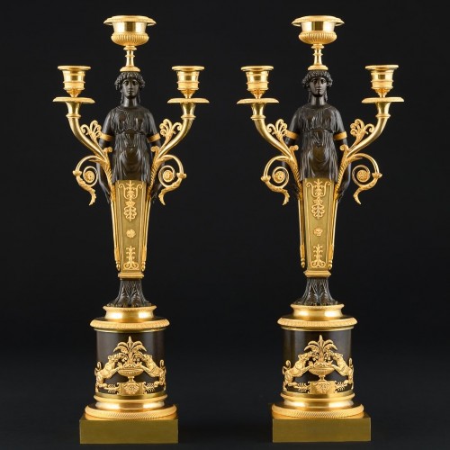 Pair of early Empire period candelabra with caryatids - Circa 1805 - 