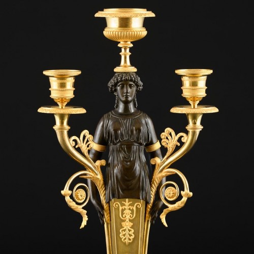 19th century - Pair of early Empire period candelabra with caryatids - Circa 1805