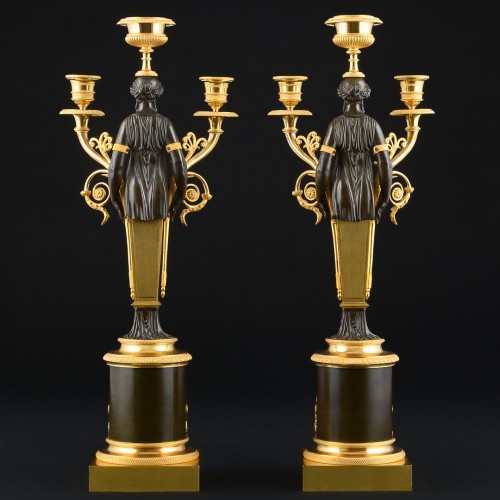 Empire - Pair of early Empire period candelabra with caryatids - Circa 1805