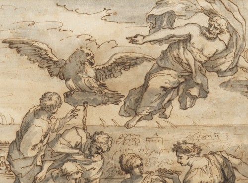 Tableaux et dessins Dessin, Aquarelle & Pastel - Allégorie de la navigation d’après Pierre de Cortone - Ecole romaine du XVIIe siècle