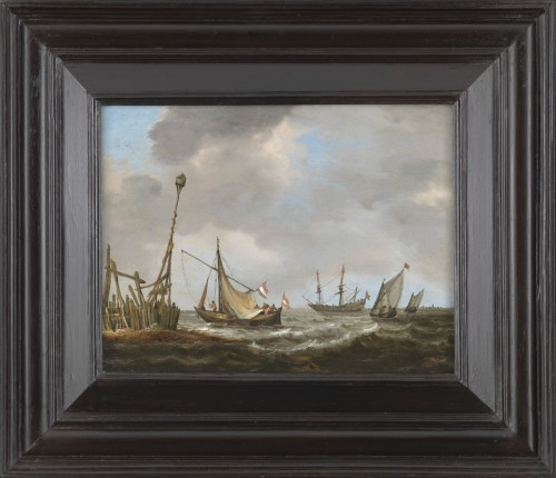 Navires près de la côte,  attribué à Abraham van Beyeren (1620/21 – 1690)