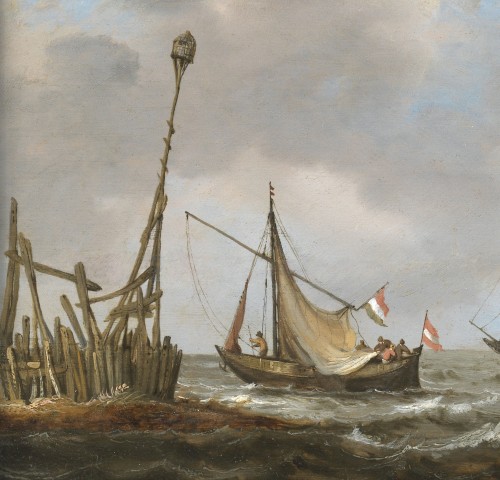 Tableaux et dessins Tableaux XVIIe siècle - Navires près de la côte,  attribué à Abraham van Beyeren (1620/21 – 1690)