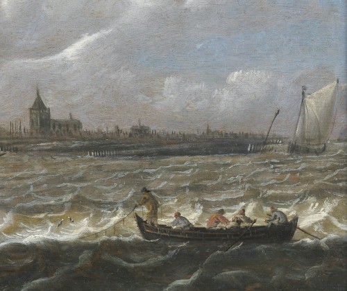 Navires devant Amsterdam – Attribué à Reinier Nooms (1623 – c. 1668) - Galerie Thierry Matranga