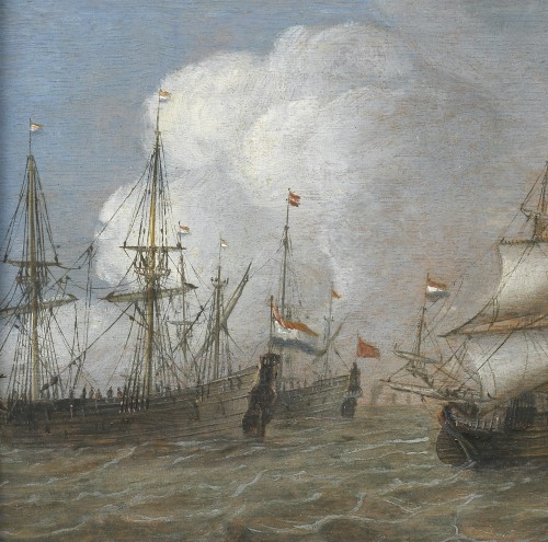 XVIIe siècle - Navires devant Amsterdam – Attribué à Reinier Nooms (1623 – c. 1668)