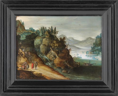 Paysage animé au bord d’une rivière - Atelier de Joos de Momper II (1564 – 1635)