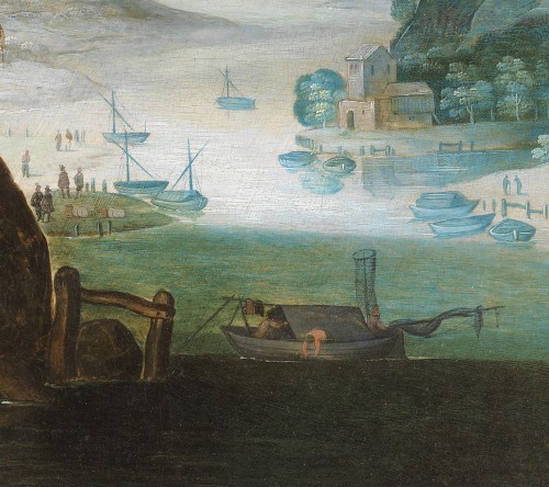 Paysage animé au bord d’une rivière - Atelier de Joos de Momper II (1564 – 1635) - 