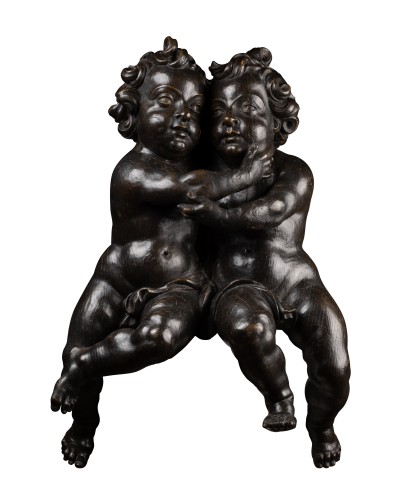 Amours enlacés sculptés – Flandres XVIIe siècle