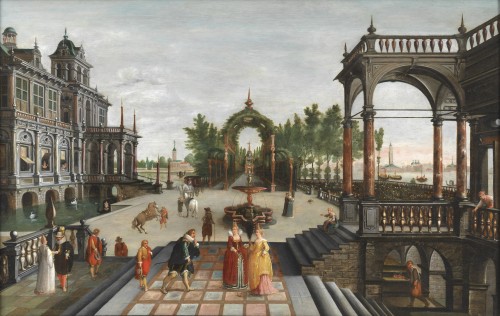 Palais imaginaire à Venise - Atelier de Hans Vredeman de Vries (1526/27 – 1607) - Tableaux et dessins Style 