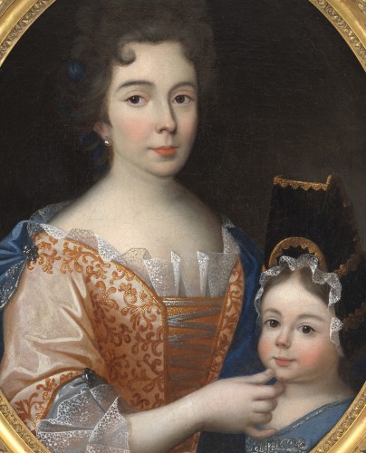 Portrait d’une mère et de sa fille – Ecole française début XVIIIe siècle - Tableaux et dessins Style 