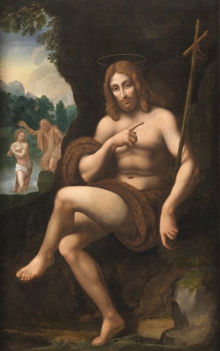 Saint Jean Baptiste, École française de la fin du XVIIe siècle - Tableaux et dessins Style 