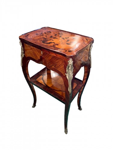 Louis XV period chiffonnière work and writing table, stamped BVRB