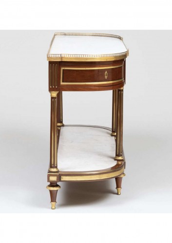 18th century - Pair of Louis XVI half-moon consoles, stamped by F. Schey