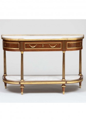 Pair of Louis XVI half-moon consoles, stamped by F. Schey - Louis XVI