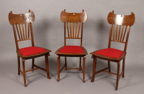 Ensemble de huit chaises par Gustave Serrurier-Bovy - Sièges Style Art nouveau