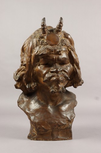 Head of a sorcerer by Guillaume Laplagne (1870-1927) - Sculpture Style Art nouveau