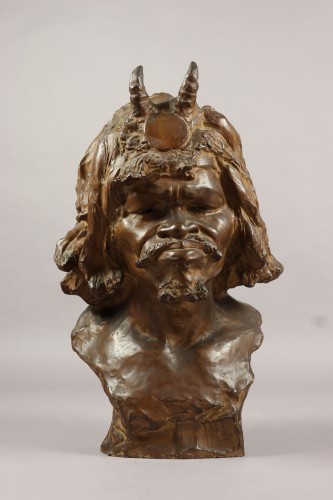 Sculpture  - Head of a sorcerer by Guillaume Laplagne (1870-1927)